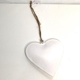 Ivory Enamel Hanging Heart 10cm